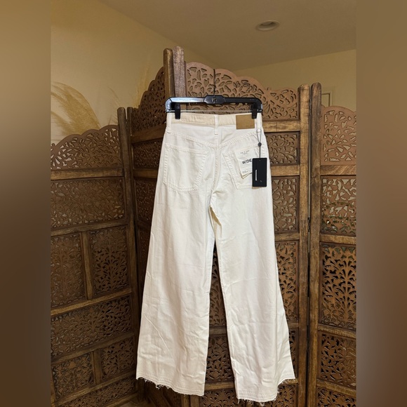 NEW NWT RAG & BONE White Sofie Two Tone Ecru Wide Legs Flare Jeans - Picture 5 of 5